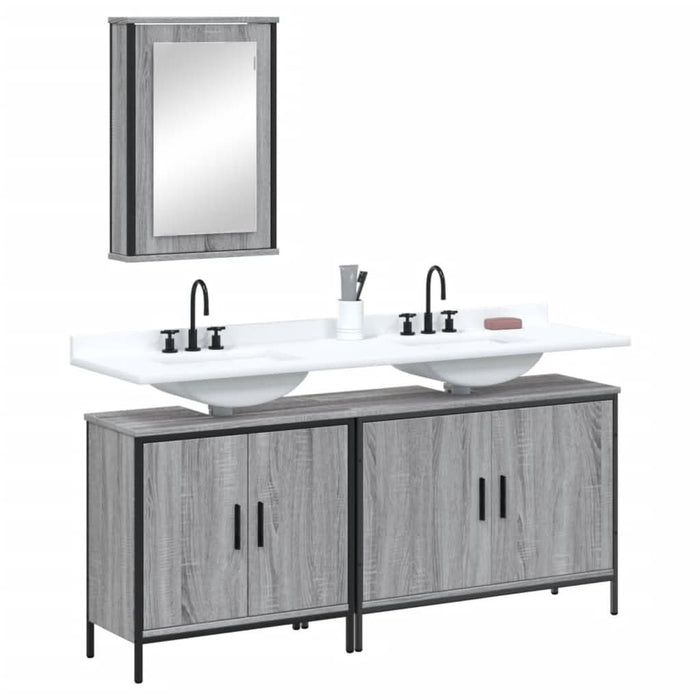 Set mobilier de baie, 3 piese, gri sonoma, lemn prelucrat - WALTI WALTI