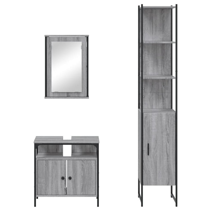 Set mobilier de baie, 3 piese, gri sonoma, lemn prelucrat - WALTI WALTI