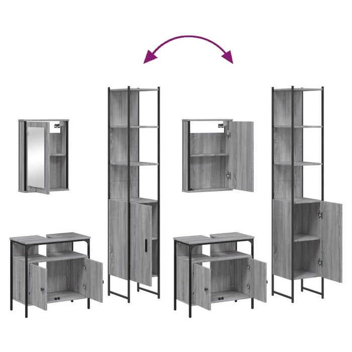 Set mobilier de baie, 3 piese, gri sonoma, lemn prelucrat - WALTI WALTI