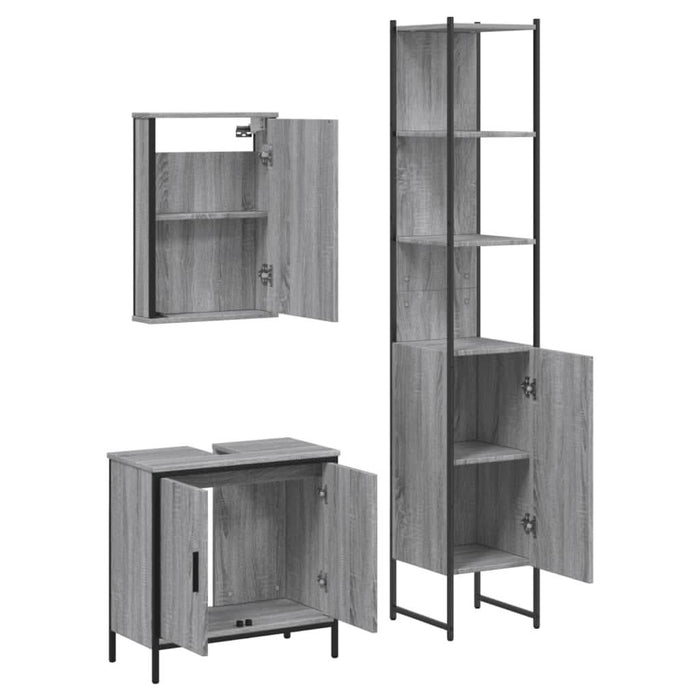 Set mobilier de baie, 3 piese, gri sonoma, lemn prelucrat - WALTI WALTI
