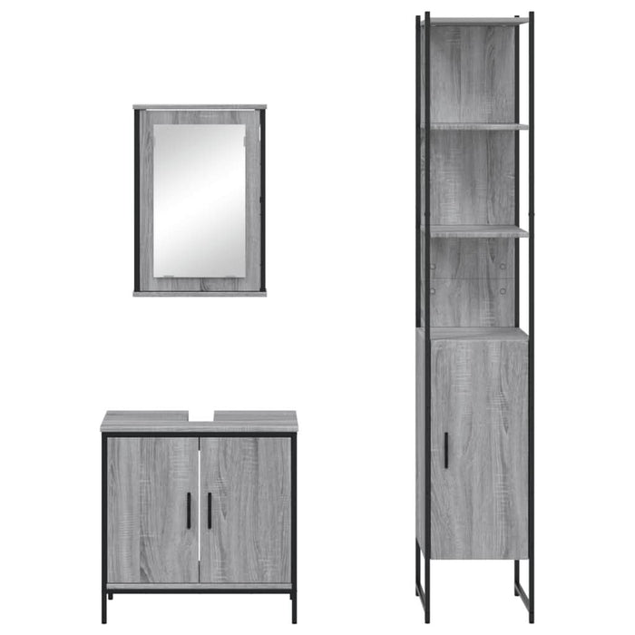 Set mobilier de baie, 3 piese, gri sonoma, lemn prelucrat - WALTI WALTI