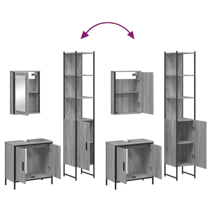 Set mobilier de baie, 3 piese, gri sonoma, lemn prelucrat - WALTI WALTI
