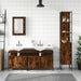 Set mobilier de baie, 4 piese, stejar fumuriu, lemn prelucrat - WALTI WALTI