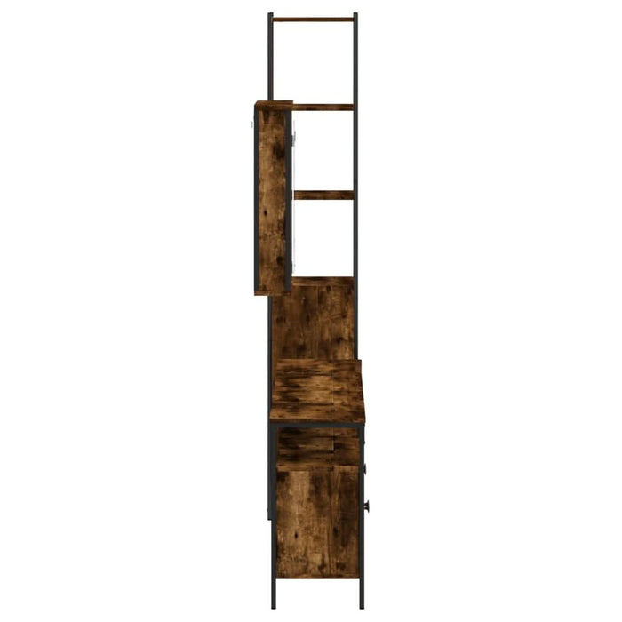 Set mobilier de baie, 4 piese, stejar fumuriu, lemn prelucrat - WALTI WALTI