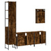 Set mobilier de baie, 4 piese, stejar fumuriu, lemn prelucrat - WALTI WALTI