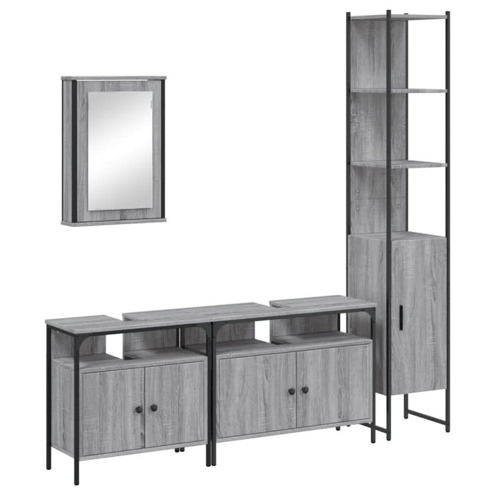 Set mobilier de baie, 4 piese, gri sonoma, lemn prelucrat - WALTI WALTI