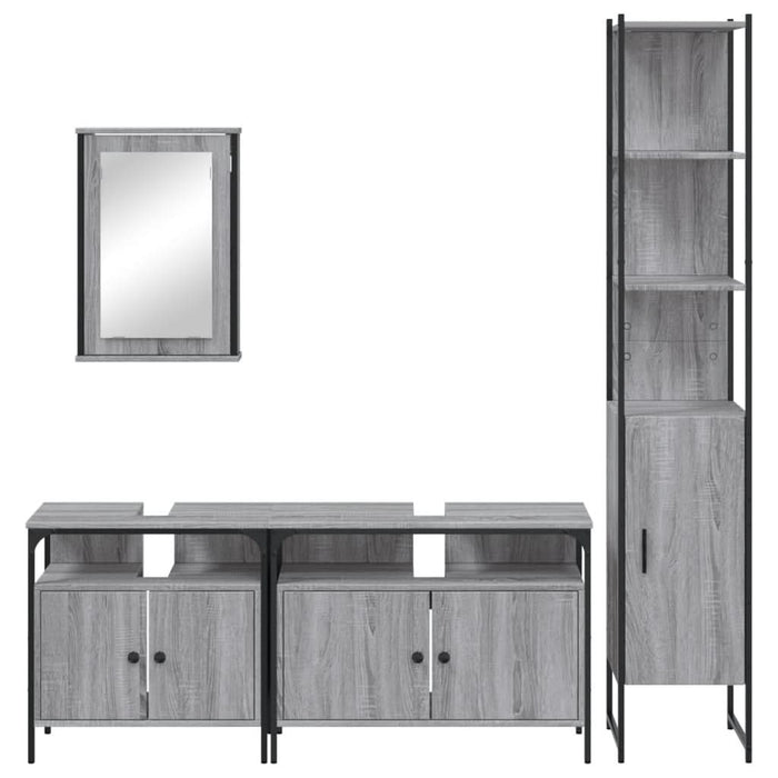 Set mobilier de baie, 4 piese, gri sonoma, lemn prelucrat - WALTI WALTI