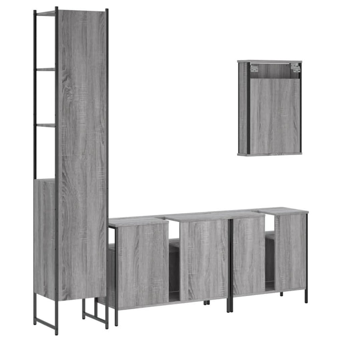 Set mobilier de baie, 4 piese, gri sonoma, lemn prelucrat - WALTI WALTI