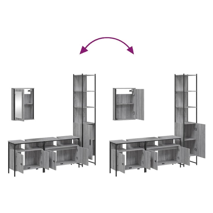 Set mobilier de baie, 4 piese, gri sonoma, lemn prelucrat - WALTI WALTI