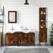 Set mobilier de baie, 4 piese, stejar fumuriu, lemn prelucrat - WALTI WALTI