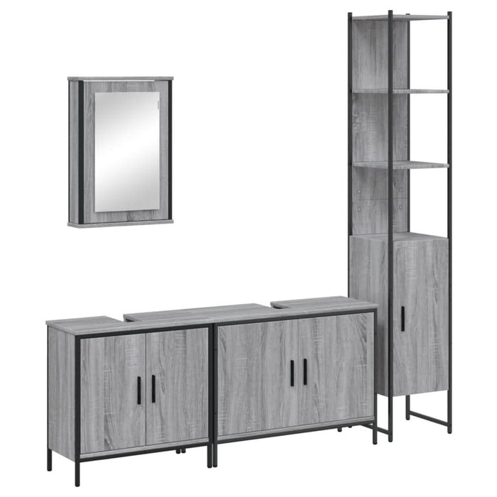 Set mobilier de baie, 4 piese, gri sonoma, lemn prelucrat - WALTI WALTI