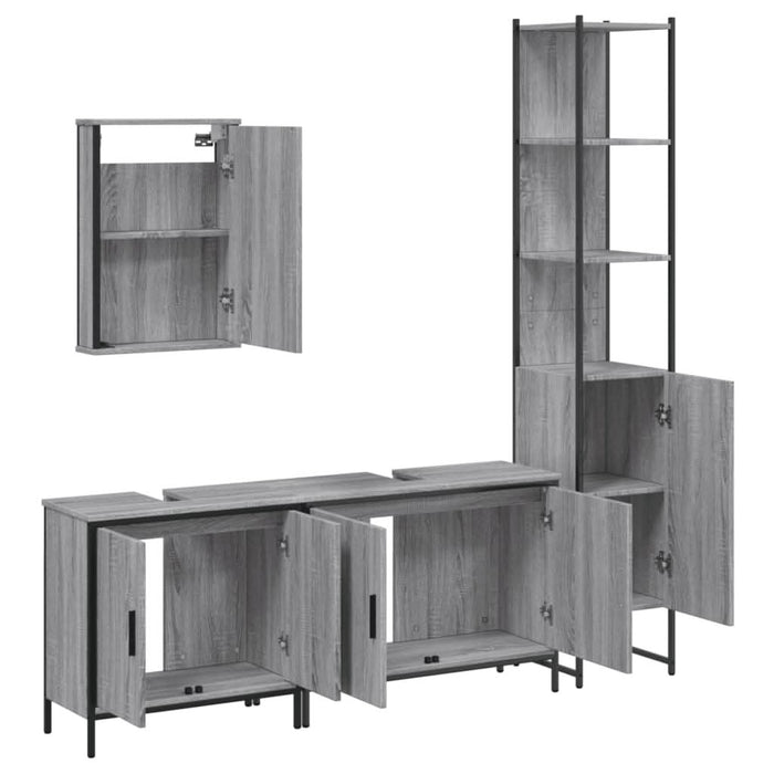 Set mobilier de baie, 4 piese, gri sonoma, lemn prelucrat - WALTI WALTI