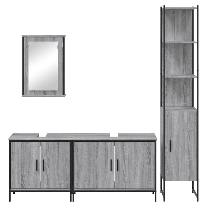 Set mobilier de baie, 4 piese, gri sonoma, lemn prelucrat - WALTI WALTI