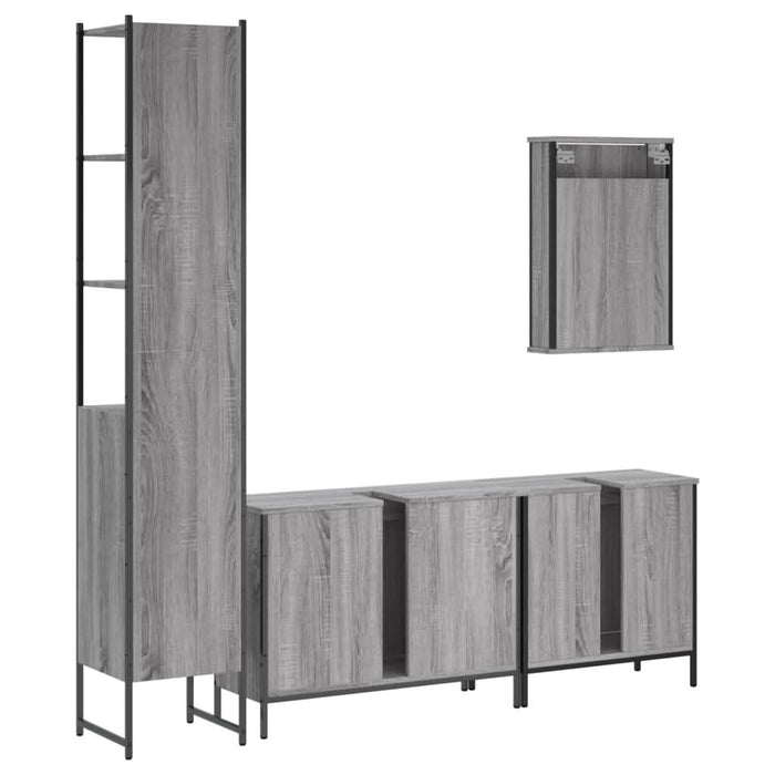 Set mobilier de baie, 4 piese, gri sonoma, lemn prelucrat - WALTI WALTI