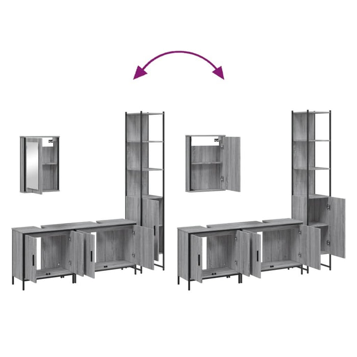 Set mobilier de baie, 4 piese, gri sonoma, lemn prelucrat - WALTI WALTI