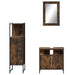 Set mobilier de baie, 3 piese, stejar fumuriu, lemn prelucrat - WALTI WALTI