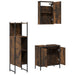 Set mobilier de baie, 3 piese, stejar fumuriu, lemn prelucrat - WALTI WALTI