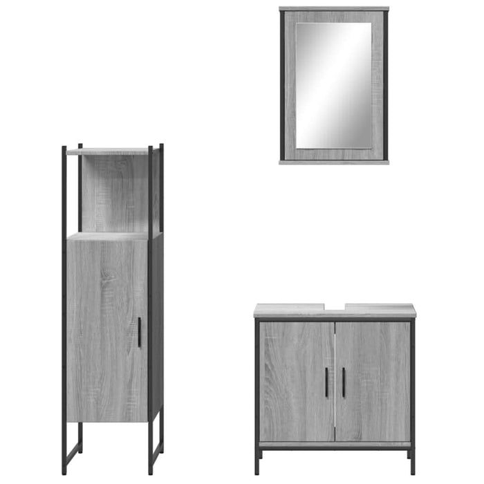 Set mobilier de baie, 3 piese, gri sonoma, lemn prelucrat - WALTI WALTI