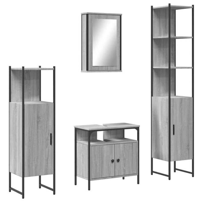 Set mobilier de baie, 4 piese, gri sonoma, lemn prelucrat - WALTI WALTI