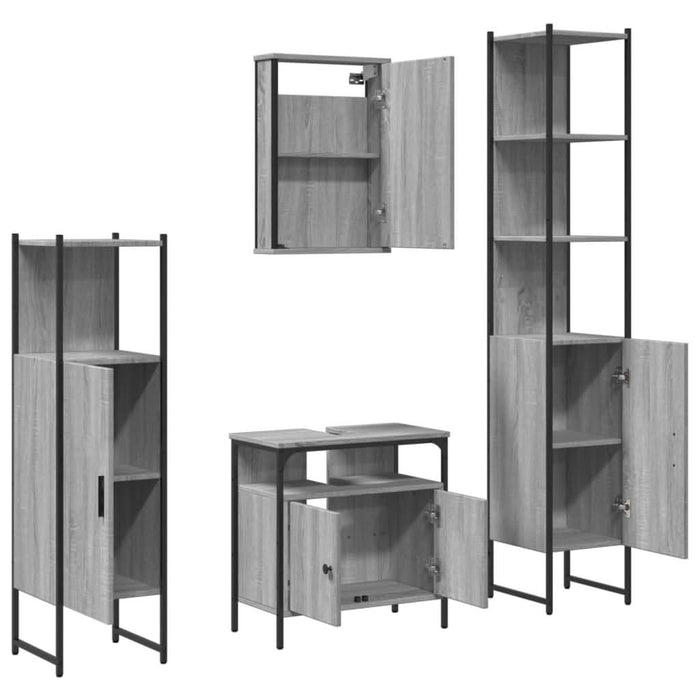 Set mobilier de baie, 4 piese, gri sonoma, lemn prelucrat - WALTI WALTI