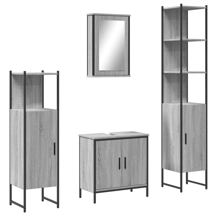 Set mobilier de baie, 4 piese, gri sonoma, lemn prelucrat - WALTI WALTI