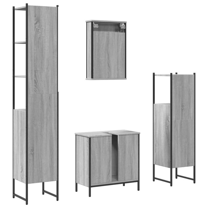 Set mobilier de baie, 4 piese, gri sonoma, lemn prelucrat - WALTI WALTI