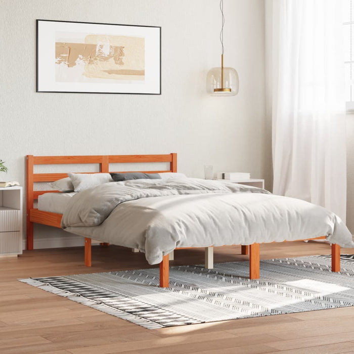 Cadru de pat fără saltea, maro ceruit 150x200 cm lemn masiv pin - WALTI WALTI