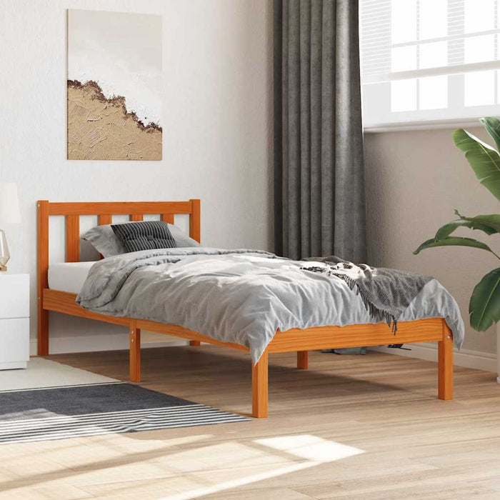 Cadru pat fără saltea, maro ceruit, 100x200 cm, lemn masiv pin - WALTI WALTI