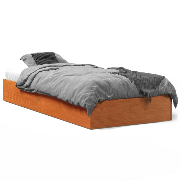 Cadru pat fără saltea, maro ceruit, 75x190 cm, lemn masiv pin - WALTI WALTI