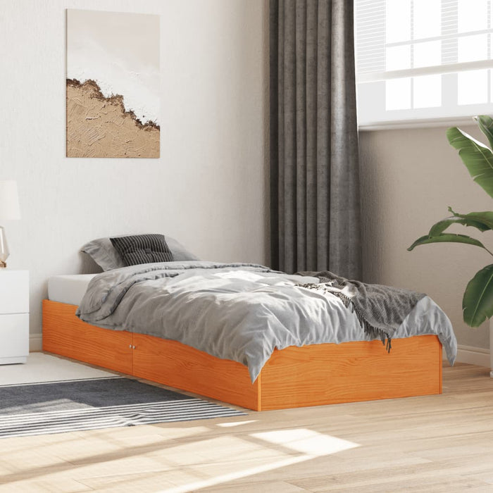 Cadru pat fără saltea, maro ceruit, 75x190 cm, lemn masiv pin - WALTI WALTI