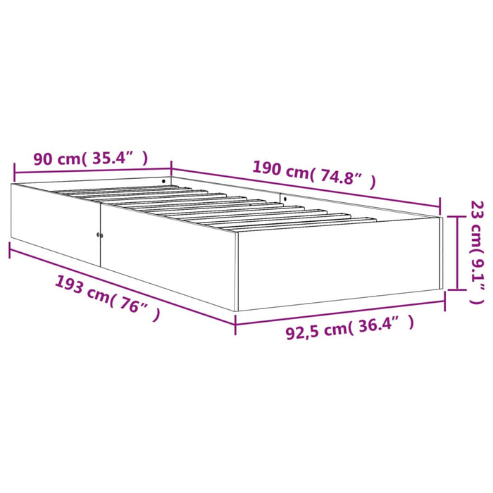 Cadru pat fără saltea, maro ceruit, 90x190 cm, lemn masiv pin - WALTI WALTI