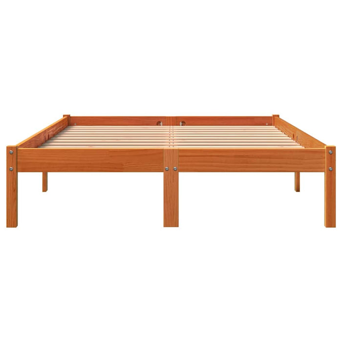Cadru de pat fără saltea, maro ceruit 140x200 cm lemn masiv pin WALTI