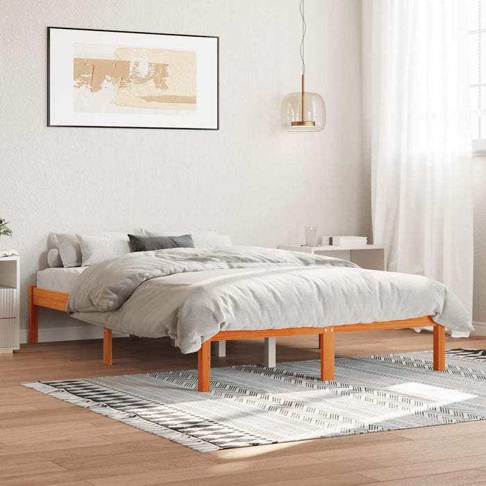 Cadru de pat fără saltea, maro ceruit 140x200 cm lemn masiv pin WALTI
