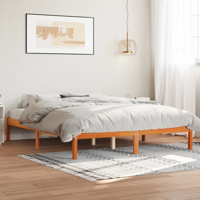 Cadru de pat fără saltea, maro ceruit 150x200 cm lemn masiv pin - WALTI WALTI