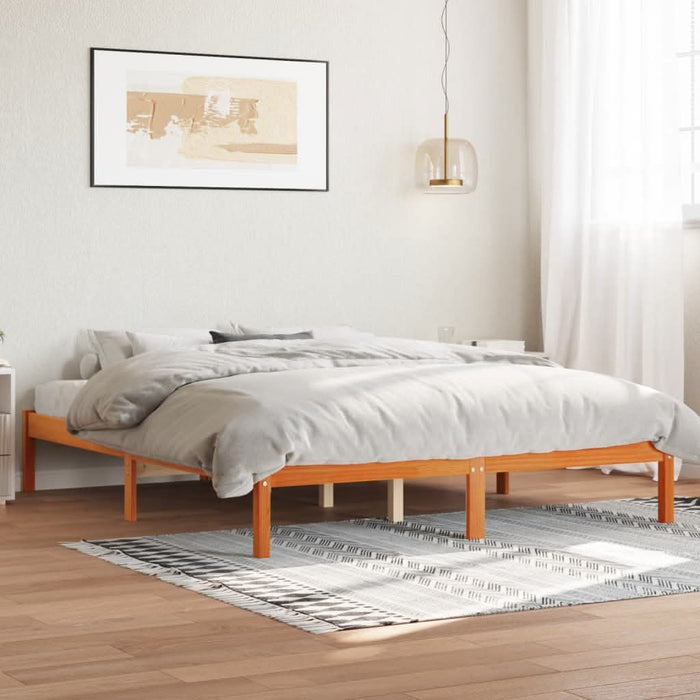 Cadru pat fără saltea, maro ceruit, 160x200 cm, lemn masiv pin - WALTI WALTI