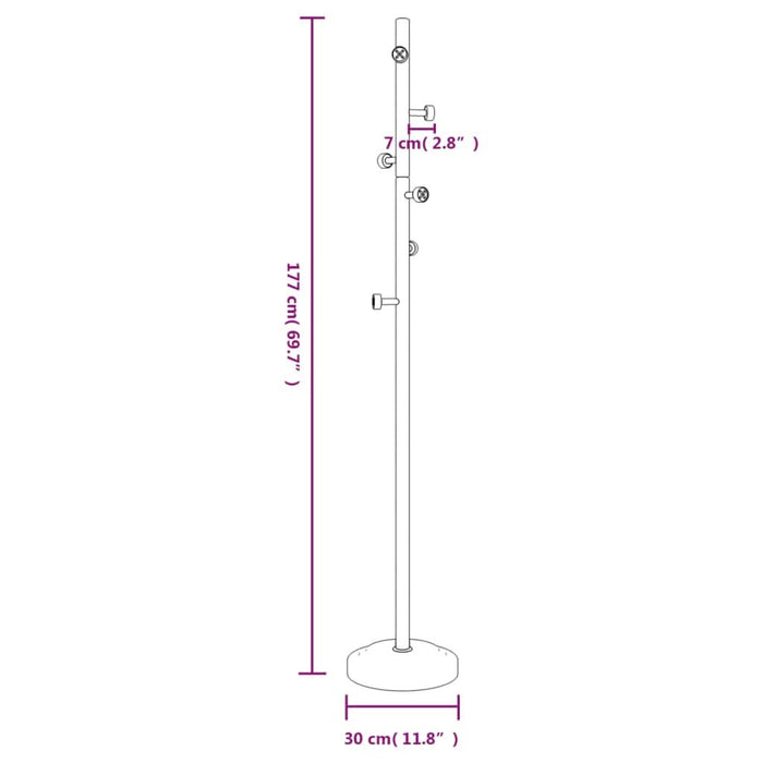 Cuier de haine, negru, 177 cm, fier vopsit electrostatic - WALTI WALTI