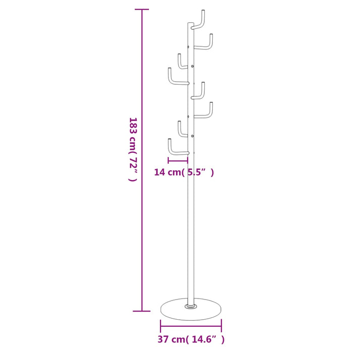 Cuier de haine, negru, 183 cm, fier vopsit electrostatic - WALTI WALTI