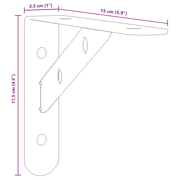 Suporturi rafturi, 4 buc., 15x2,5x11,5 cm argintiu oțel inox. - WALTI WALTI