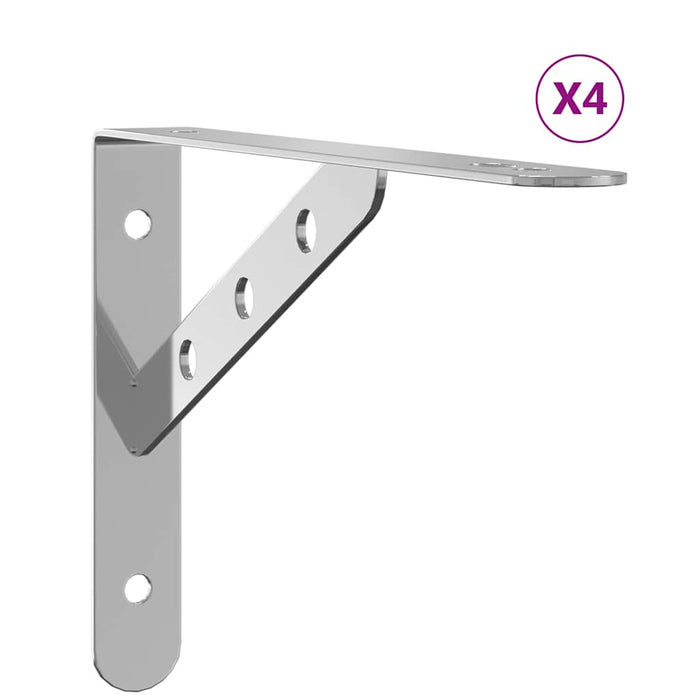 Suporturi rafturi, 4 buc., 23,5x2,5x15,5 cm argintiu oțel inox. - WALTI WALTI