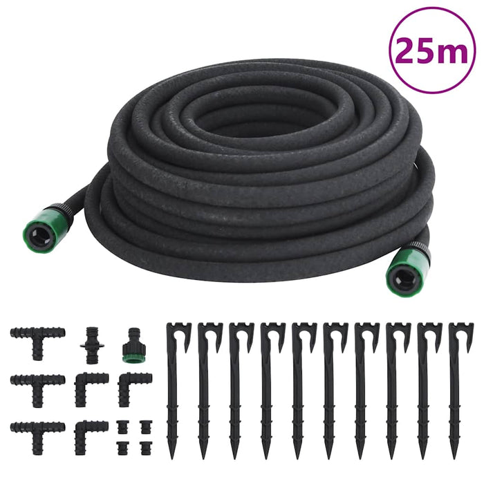 Furtun poros de grădină, negru, 0,6", 25 m, cauciuc - WALTI WALTI