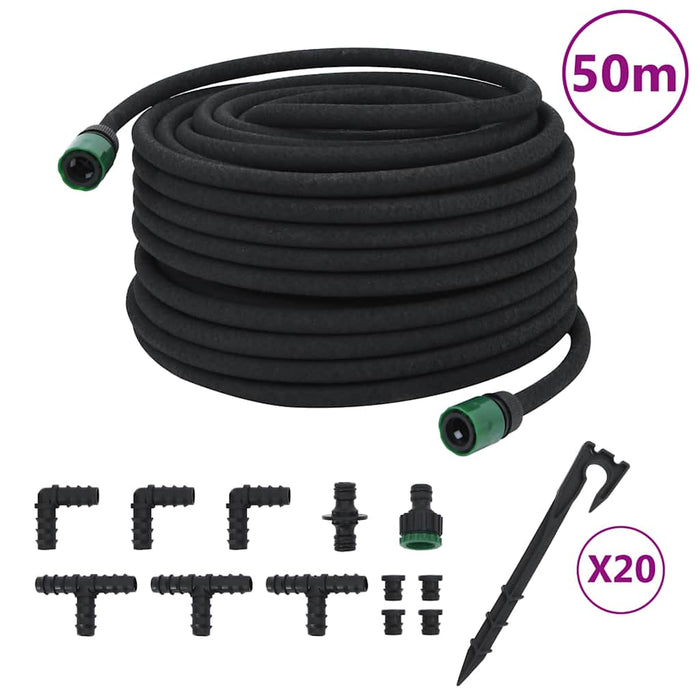 Furtun poros de grădină, negru, 0,6", 50 m, cauciuc - WALTI WALTI
