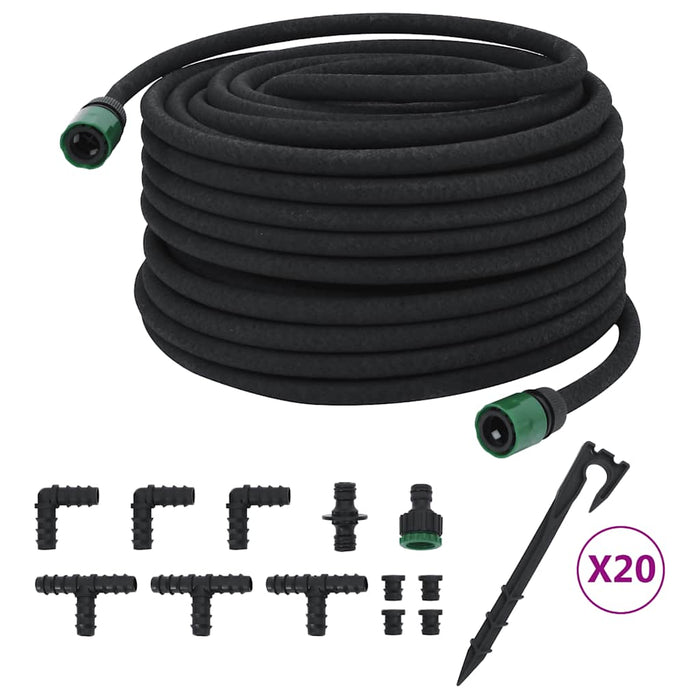 Furtun poros de grădină, negru, 0,6", 50 m, cauciuc - WALTI WALTI