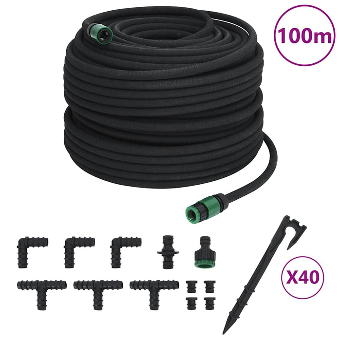 Furtun poros de grădină, negru, 0,6", 100 m, cauciuc - WALTI WALTI