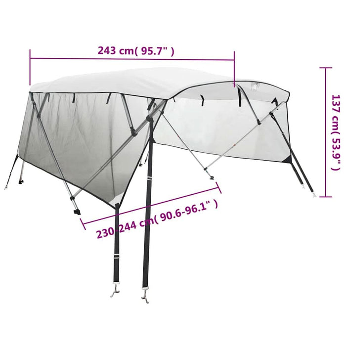 Parasolar Bimini 4 arcuri pereți plasă 243x(230-244)x137 cm - WALTI WALTI