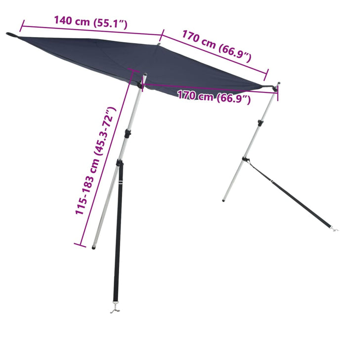 Extensie parasolar T-Top, albastru, 170x170x(115-183) cm WALTI