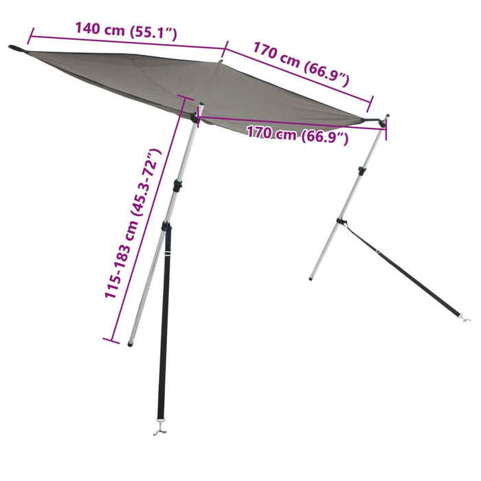 Extensie parasolar T-Top, gri antracit, 170x170x(115-183) cm - WALTI WALTI