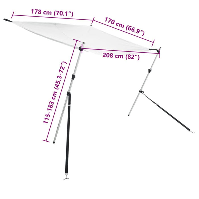 Extensie parasolar T-Top, alb, 170x208x(115-183) cm WALTI