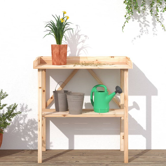 Masă de plante cu raft, 78x38x82,5 cm, lemn masiv de brad - WALTI WALTI