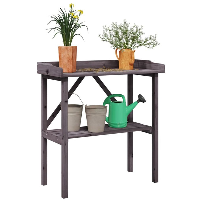 Masă de plante cu raft, gri, 78x38x82,5 cm, lemn masiv de brad - WALTI WALTI