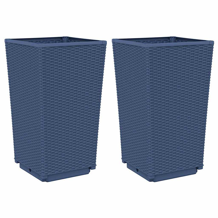 Jardiniere de grădină, 2 buc., albastru gri, 32,5x32,5x57 cm, PP WALTI